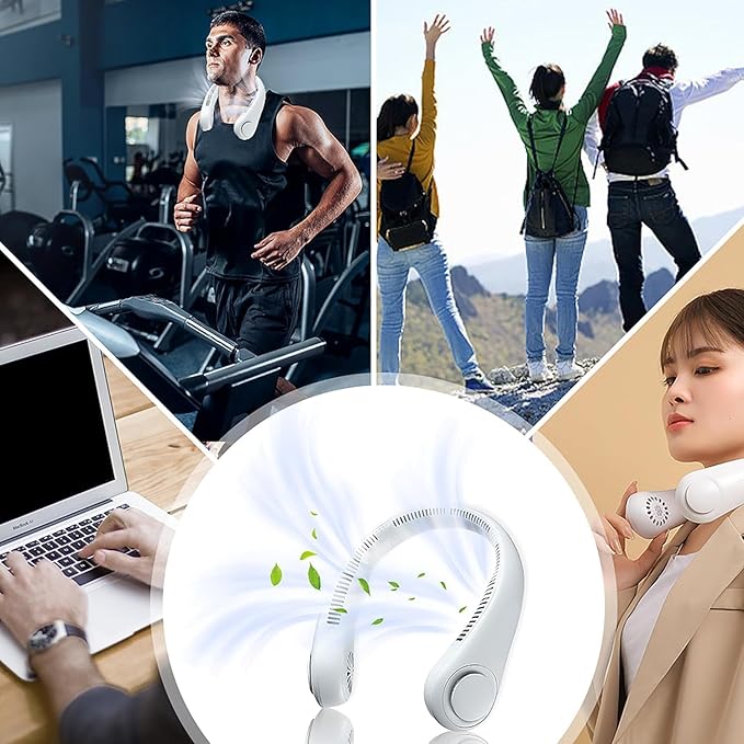 Ultra-Quiet Bladeless Portable Neck Fan — 78 Air Vents & USB Rechargeable Cooling Fan