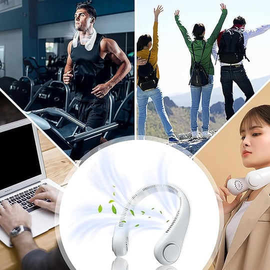 Ultra-Quiet Bladeless Portable Neck Fan — 78 Air Vents & USB Rechargeable Cooling Fan